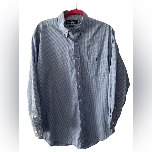 Ralph Lauren Yarmouth 100% cotton blue button-down men’s size 16.5 - Picture 1 of 13